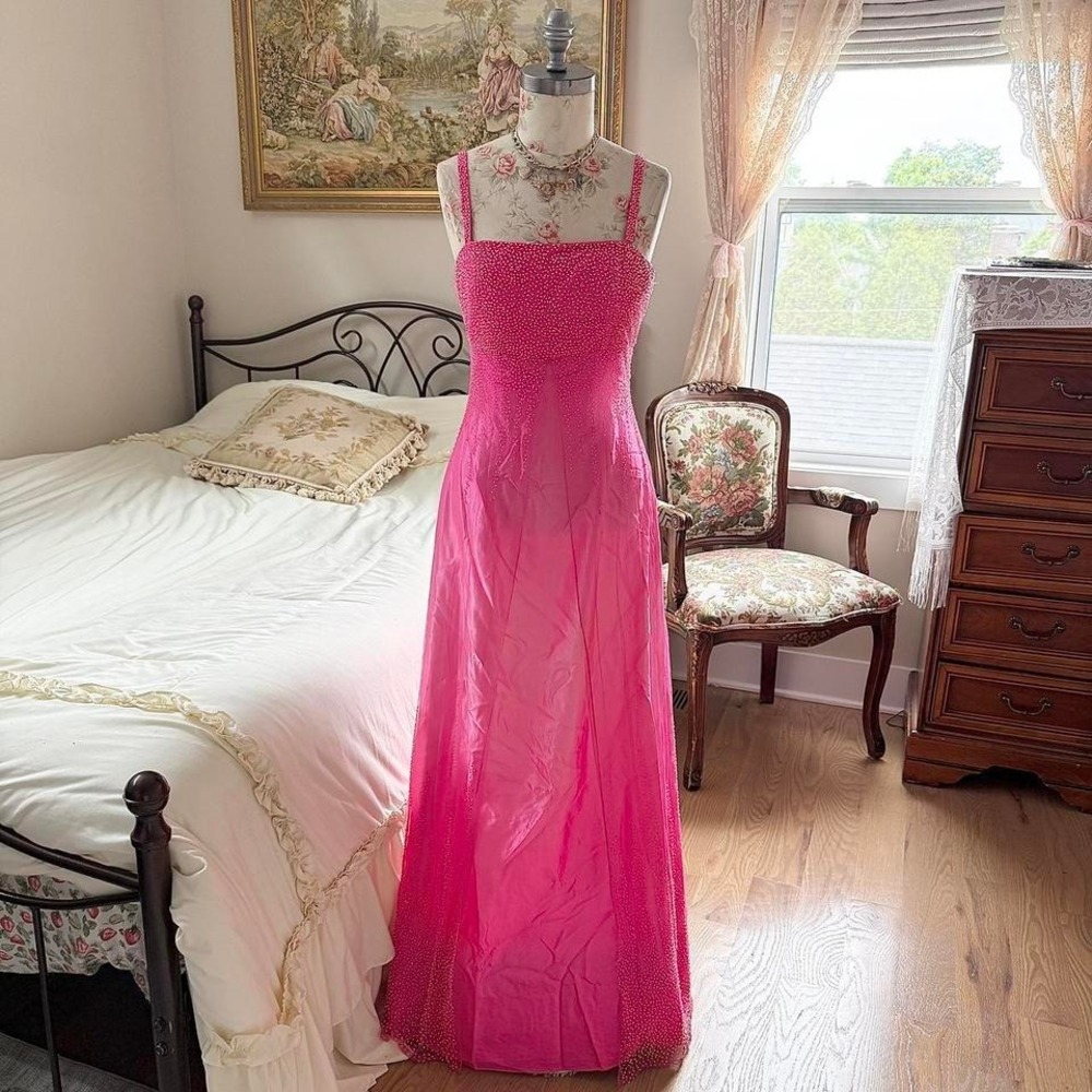 pink beaded fairy‎ prom dress